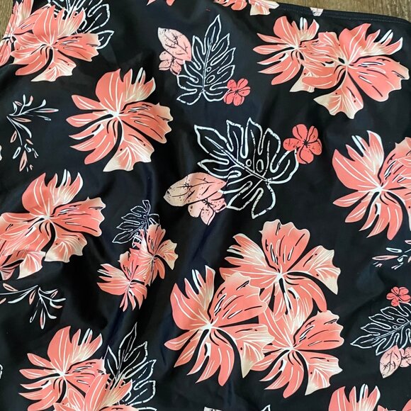 Floral One-Shoulder Tank Top By Kate Kasin Navy With Pink Tropical Print NWT 2X - Picture 2 of 5